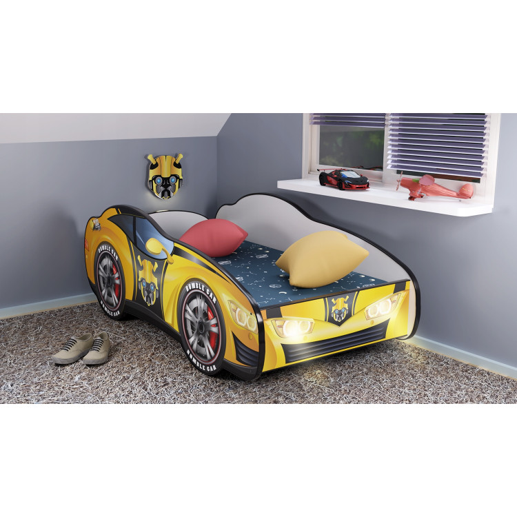 Detská auto posteľ Top Beds Racing Car Hero - Bumblecar LED 160cm x 80cm - 5cm